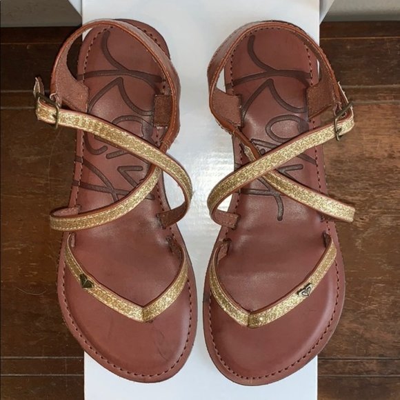 Roxy Gemma Gold Glitter Gladiator Sandals Size 6 - Picture 9 of 14